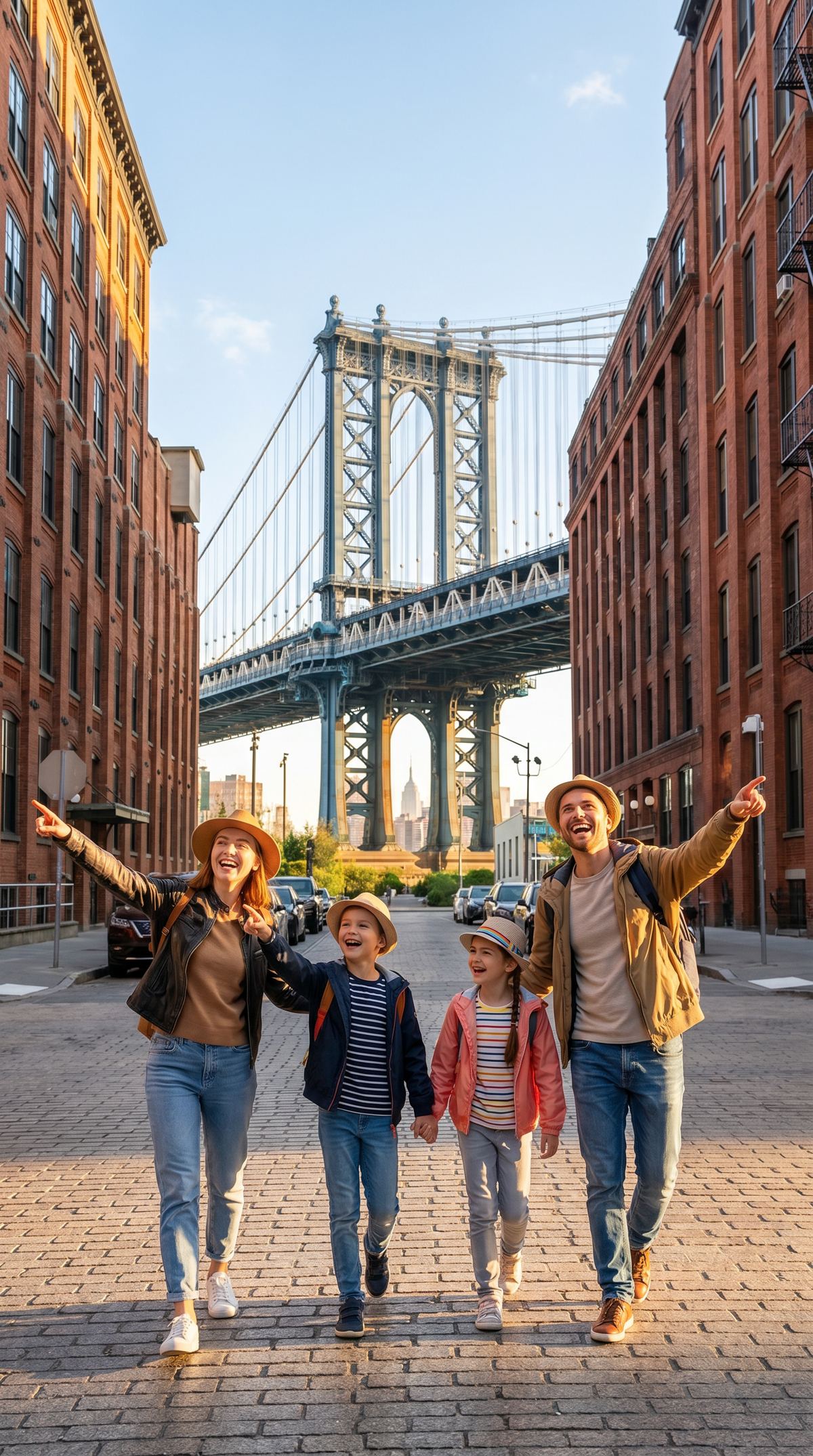 A family exploring a city in the United States